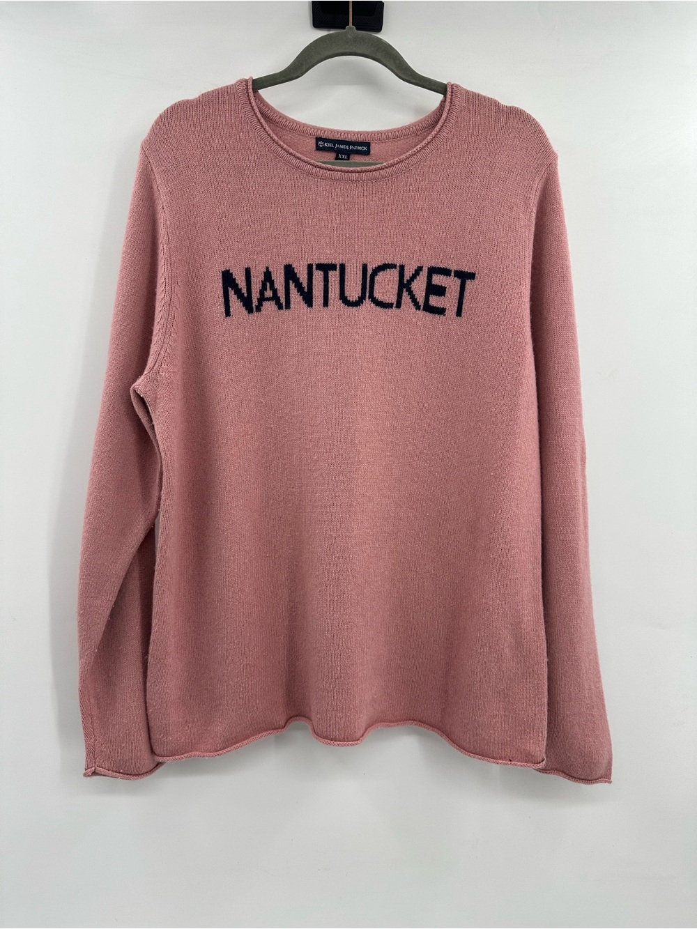 KJP Nantucket Sweater Kiel James Patrick Pink 'NANTUCKET' Crewneck Wool Sweater